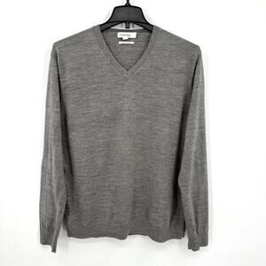 CK Calvin Klein Extra Fine Merino Wool V-Neck Gray Sweater Men’s Size Large